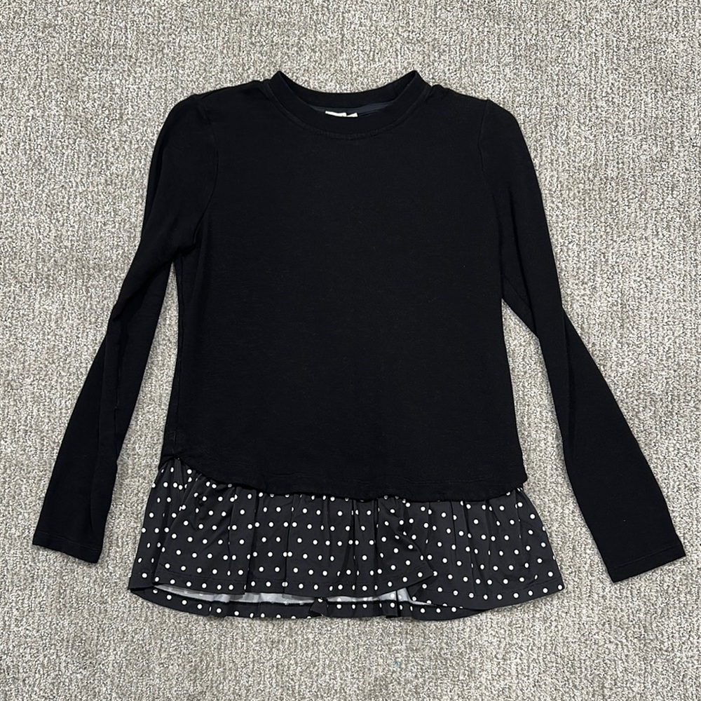 Kate Spade Black and White Long Sleeve Polka Dot Tee